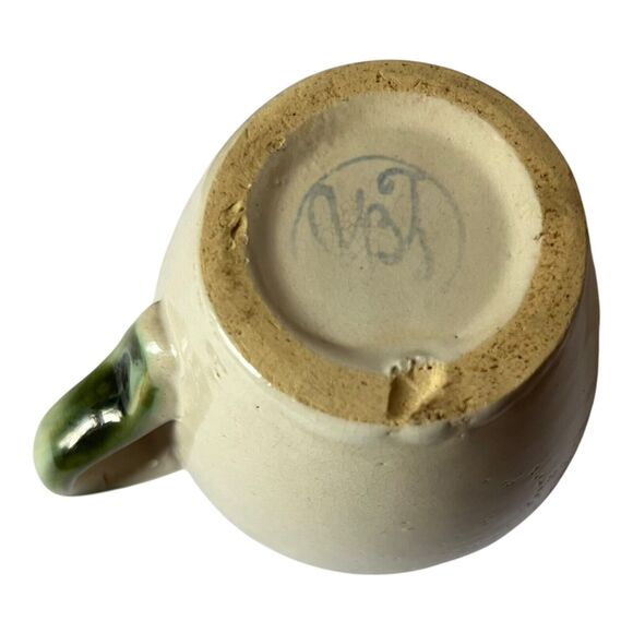 MCM John B Taylor Louisville Stoneware Pottery Green Rim 4pc Set Coffee Cup Mug - Picture 5 of 12